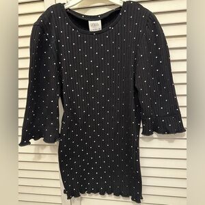 NWT Zara Black Polka Dot Ribbed Top Size 13/14